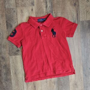 Red Polo Ralph Lauren polo shirt with big embroidered pony logo. size 5. EUC